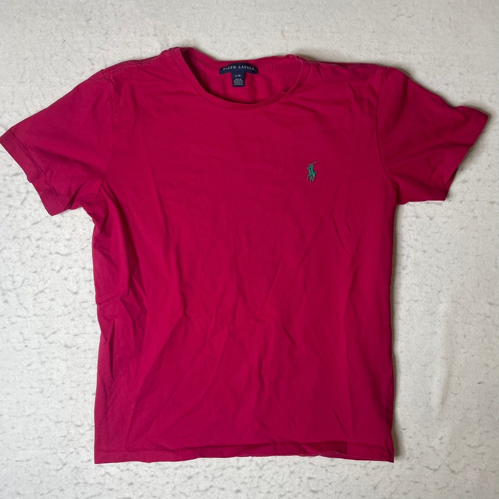 Ralph Lauren Womens Pink Crew Neck‎ Short Sleeve T Shirt Pony Logo Size L G